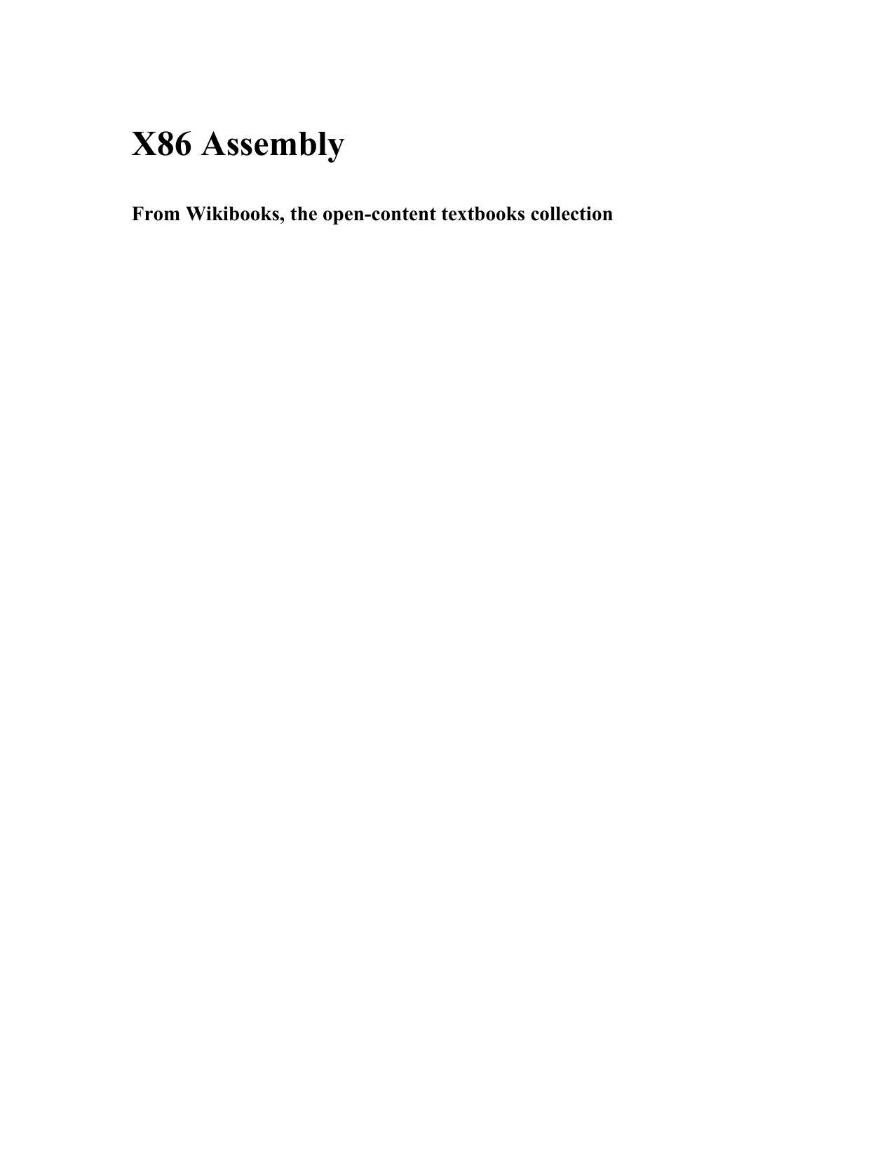 X86 Assembly/Print Version - Wikibooks, collection of open-content textbooks